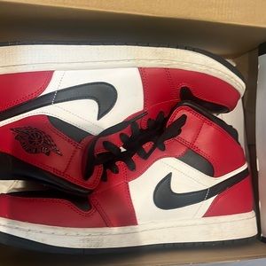 Jordan Mid 1 black red and white
